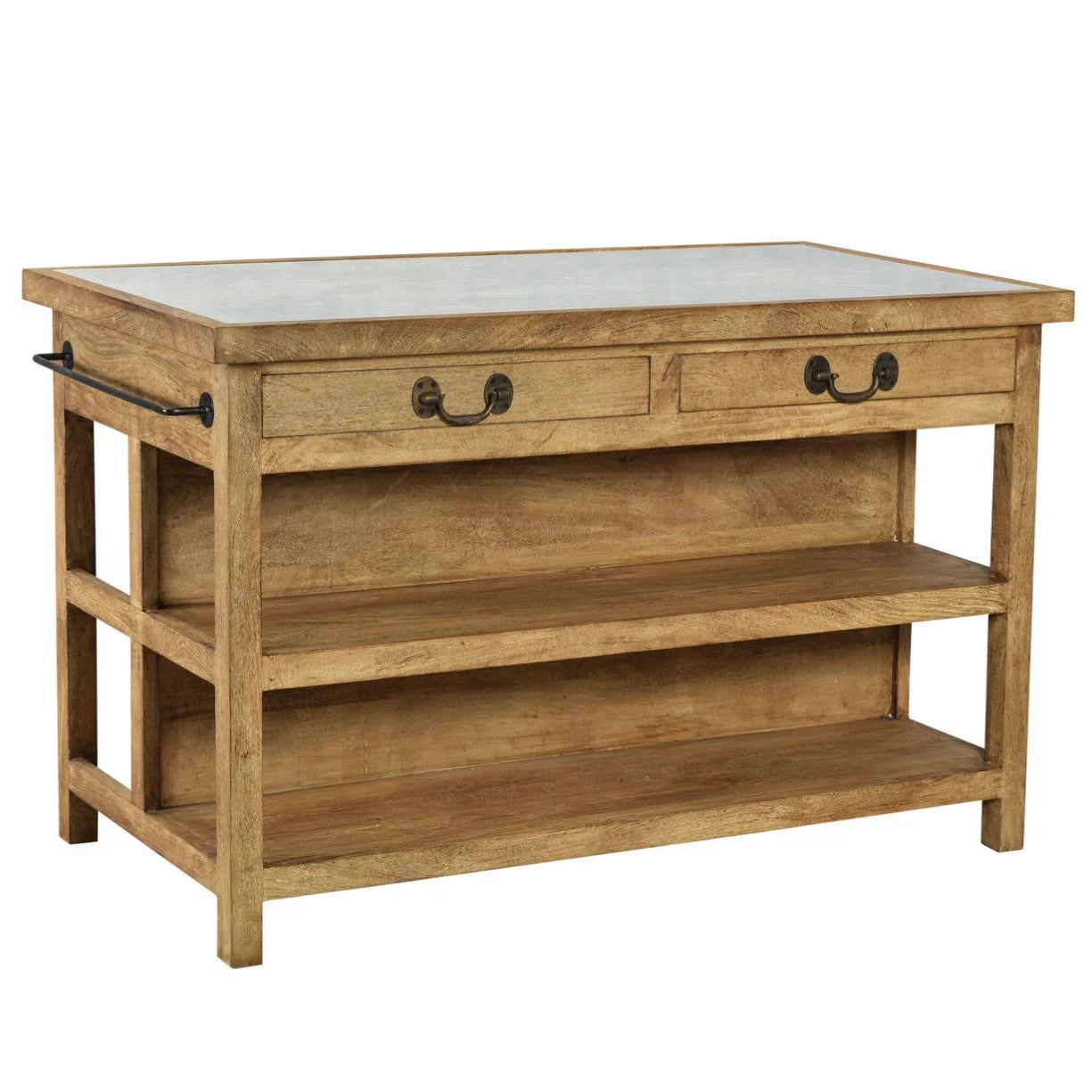 Belding Stone and Mango Wood Kitchen Island 58"