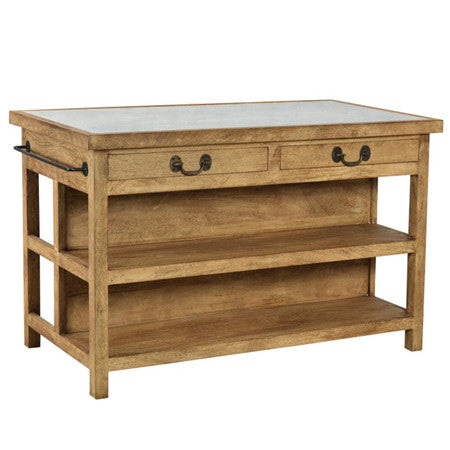 Belding Stone and Mango Wood Kitchen Island 58"