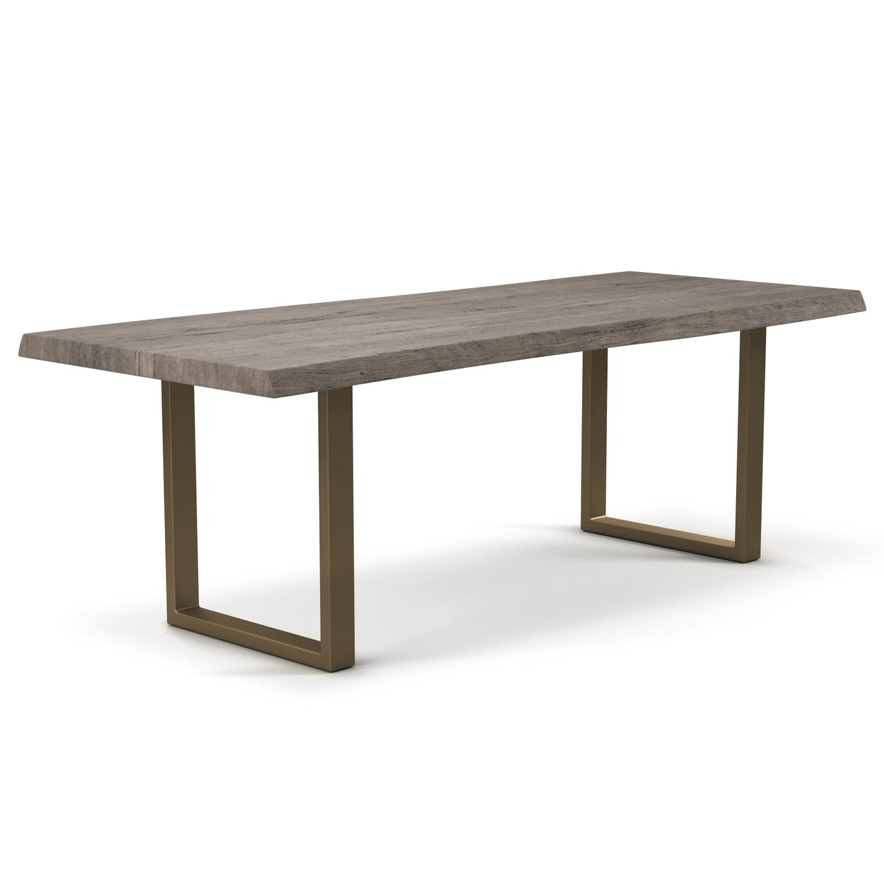 Brooks - Dining Table - U Base - 40" x 79" - Sandblasted Grey Top - Brass Base