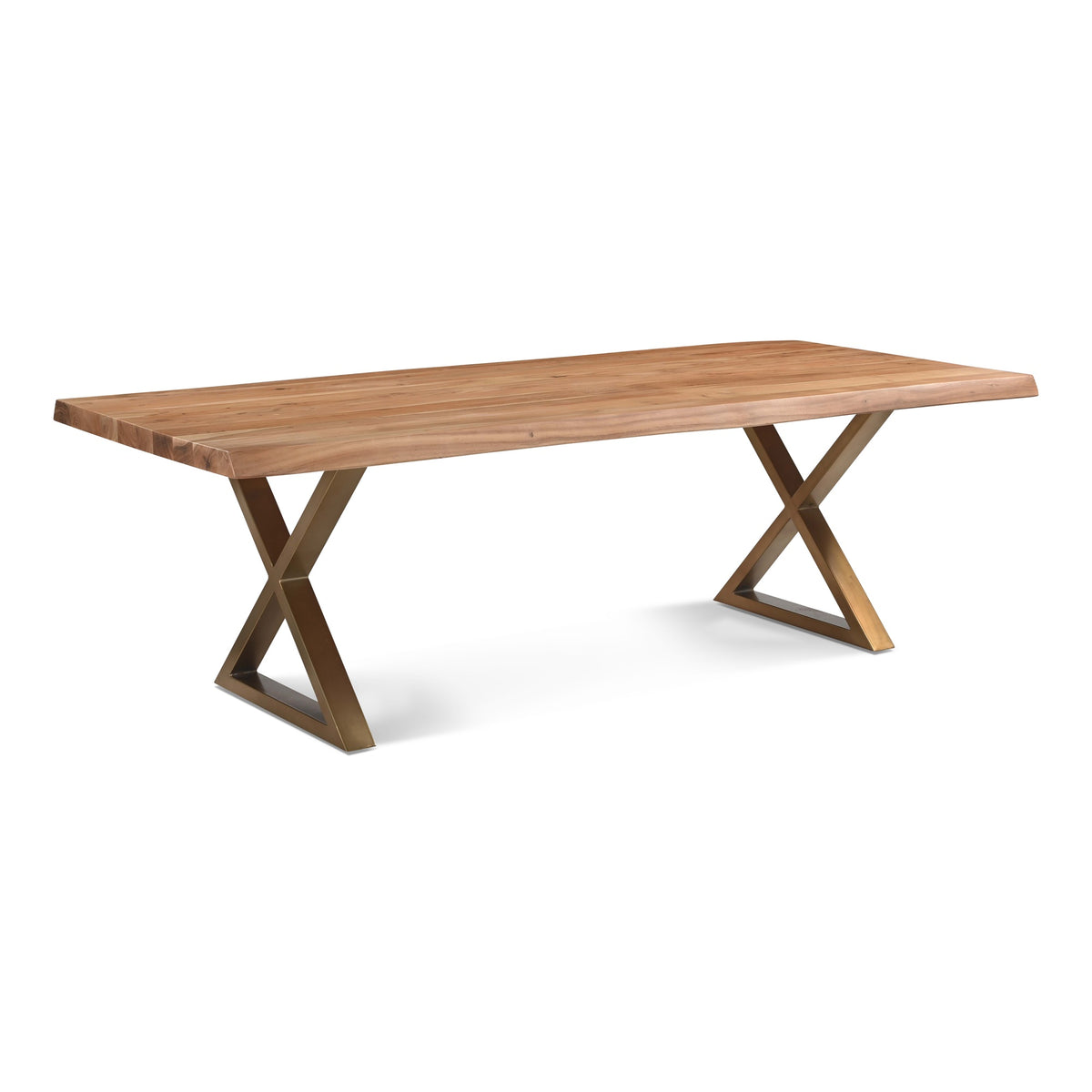 Brooks Dining Table X Base 40" x 92" Teak Top - Brass Base by Urbia - detail 2
