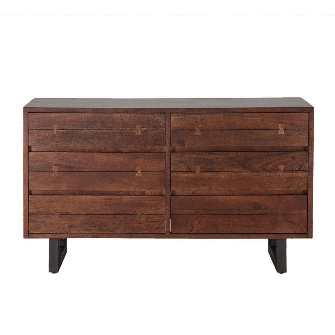 Live Edge Solid Wood & Iron 6-Drawer Dresser 58"