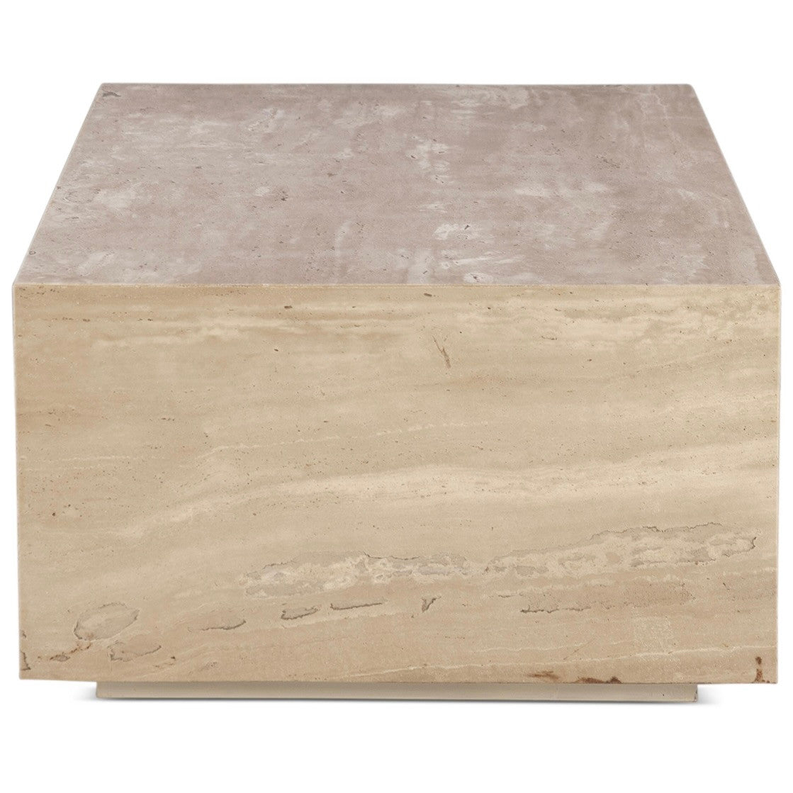 Nile 50" Drum Coffee Table in Travertine Stone