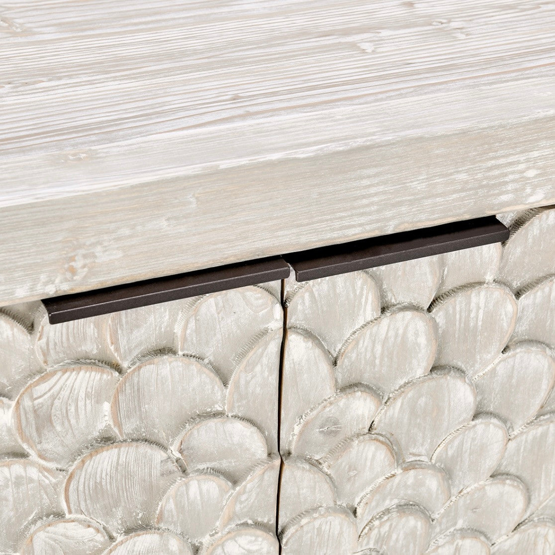 Astrid 4-Door Reclaimed Wood Sideboard in Vintage Cream 86"