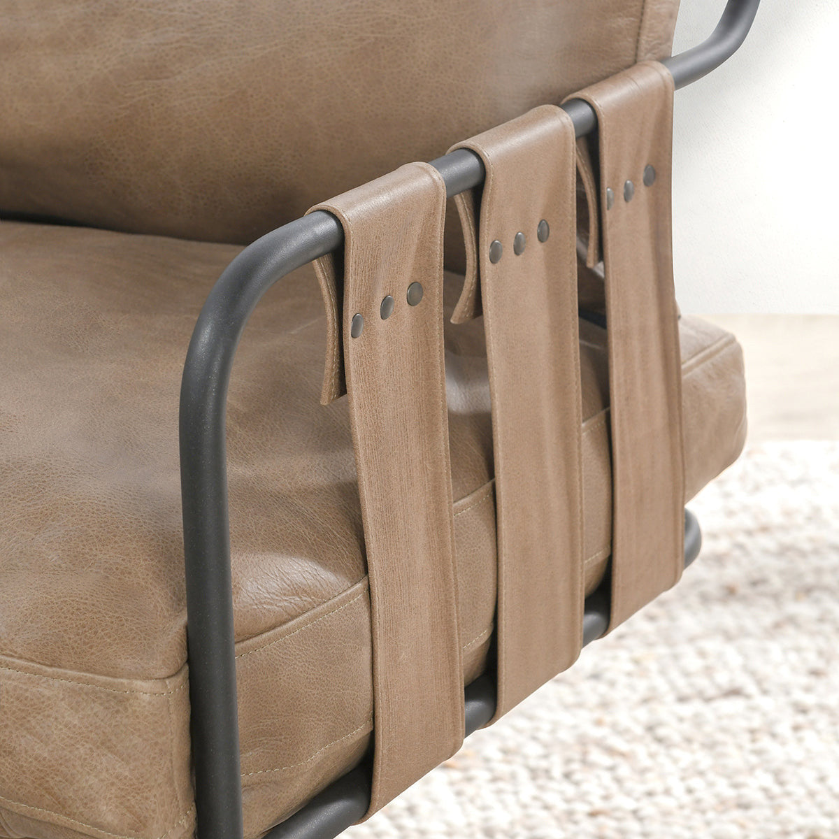 Toluca Leather Stationary Accent Chair