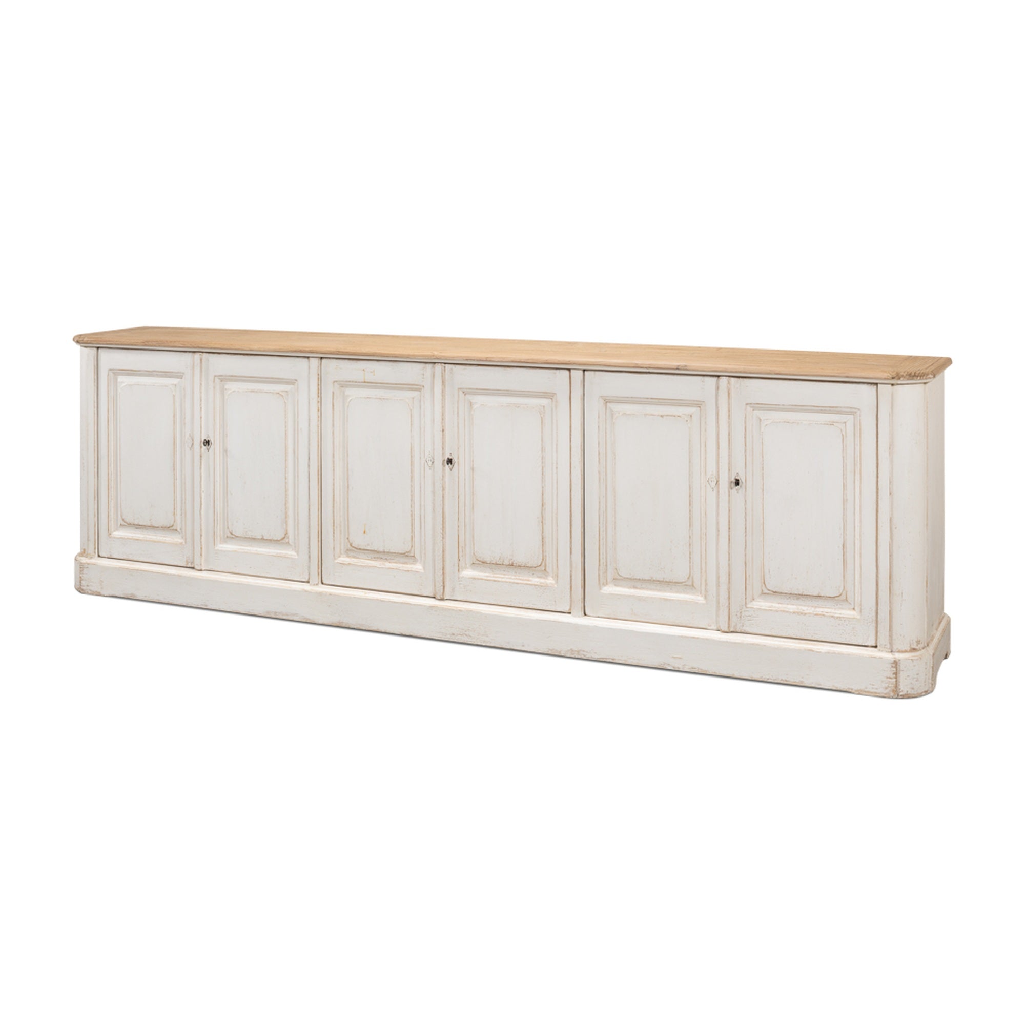 Antique Whitewash Sideboard, 6 Door by Sarreid Ltd