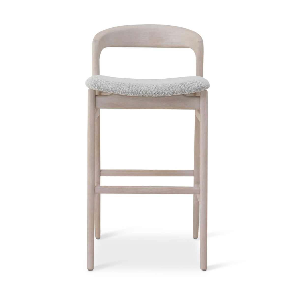Modern Brazilian Velma Bar Stool Bouclé Crafted Glaze Seat - Nevoa Frame by Urbia - detail 2