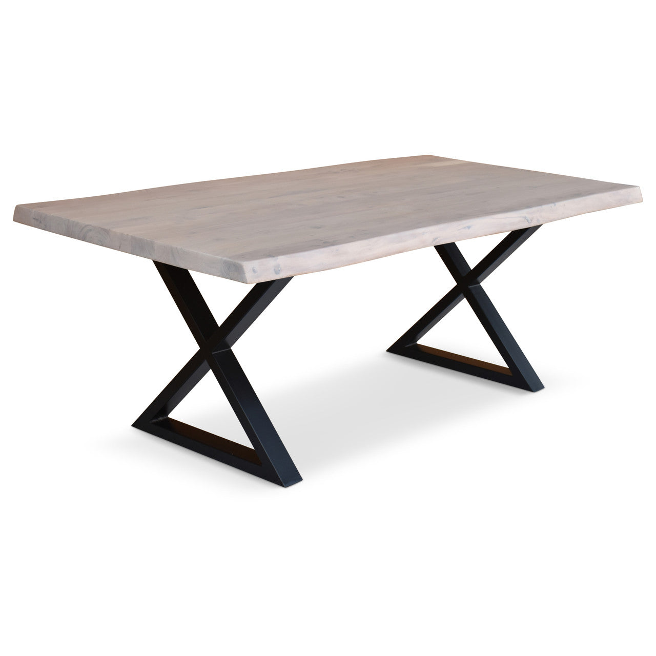 Brooks - Dining Table - X Base - 40" x 92" - White Wash Top - Black Base