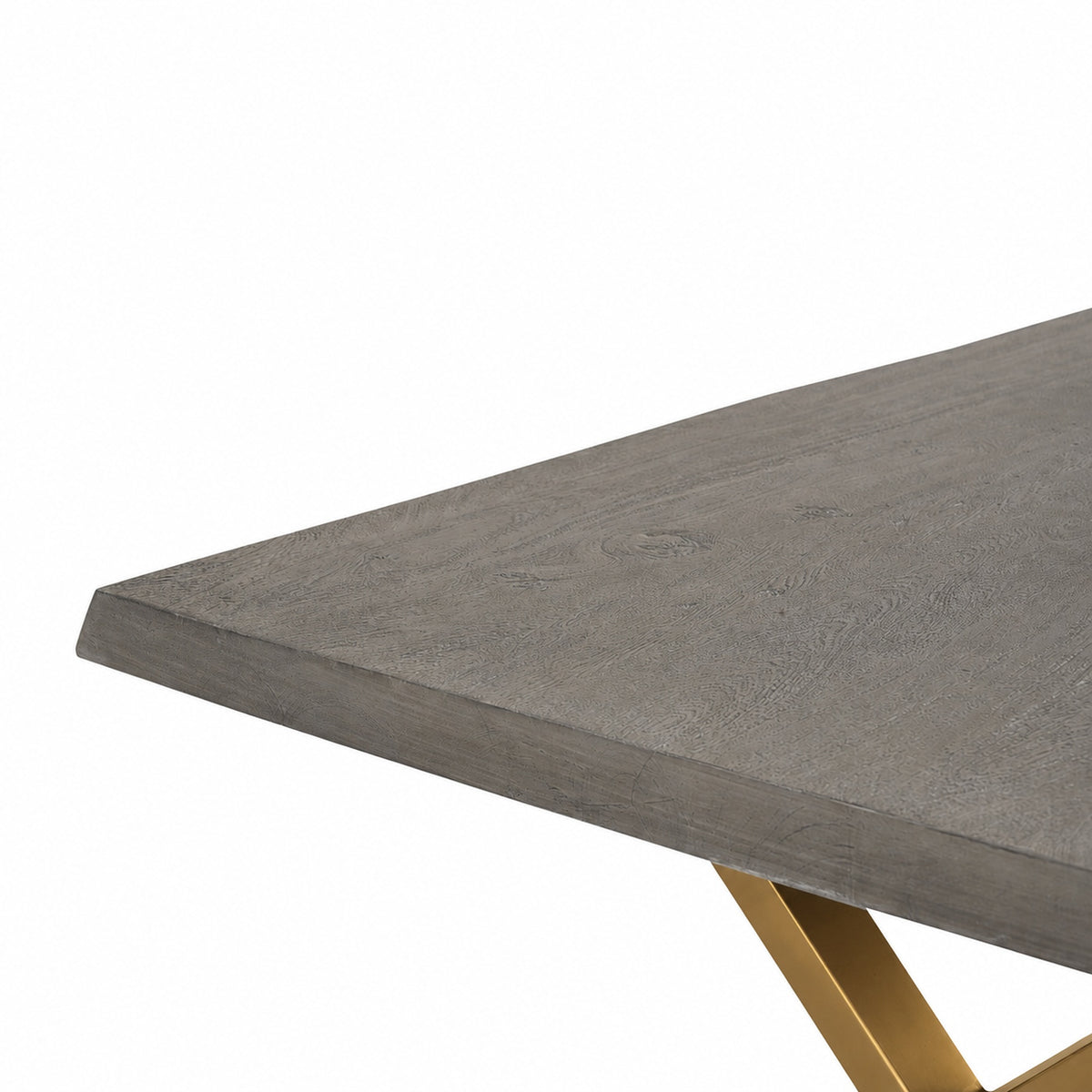 Brooks Dining Table X Base 40" x 79" Sandblasted Grey Top - Brass Base by Urbia - detail 5