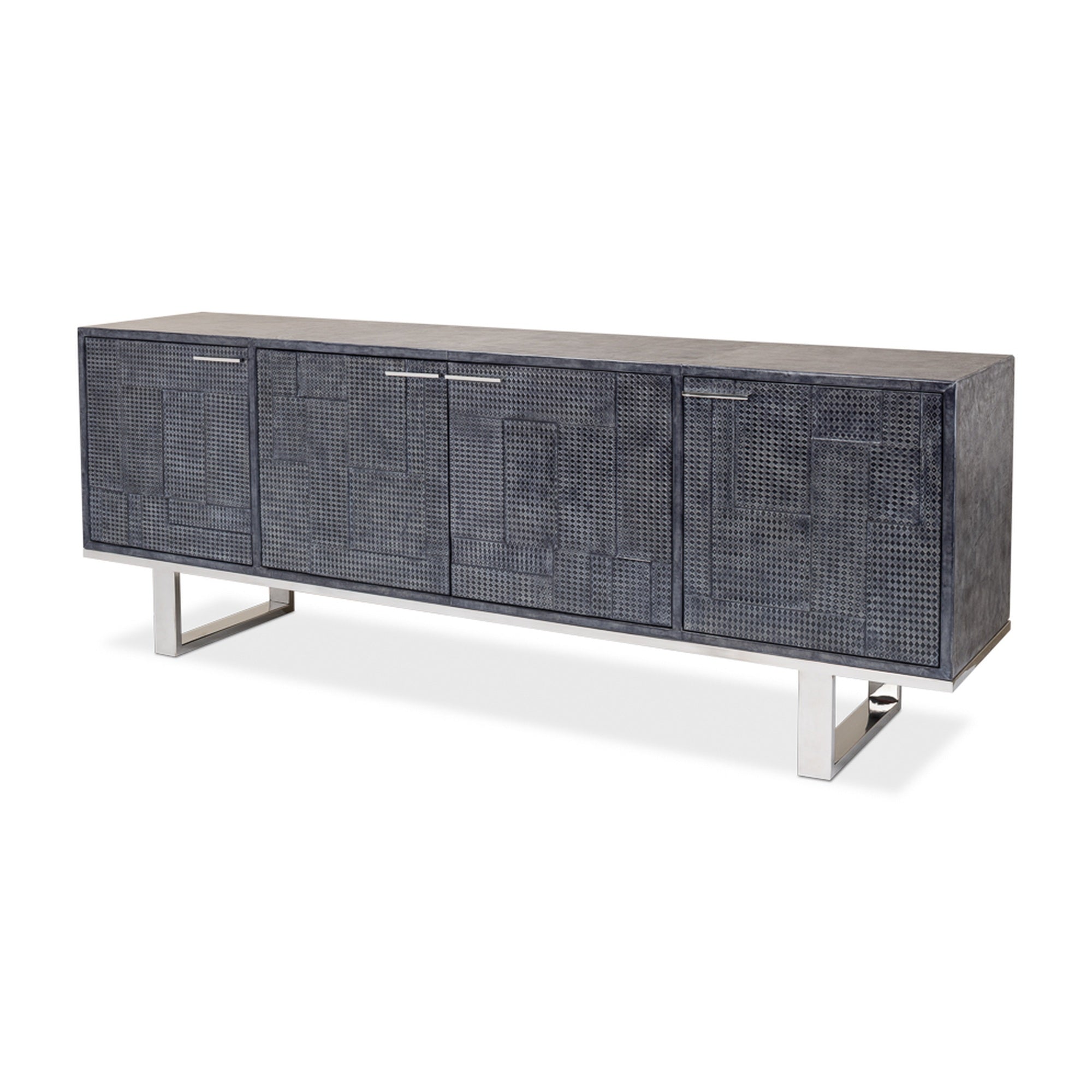 Bronzini Credenza, Embossed Blue/Grey by Sarreid Ltd