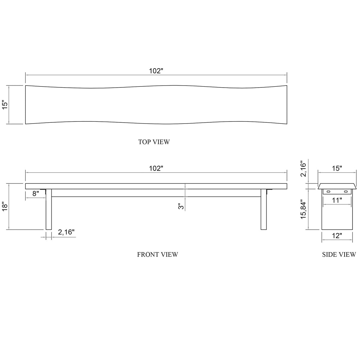 Brooks Bench 102" - Sandblasted Grey Frame by Urbia - detail 7