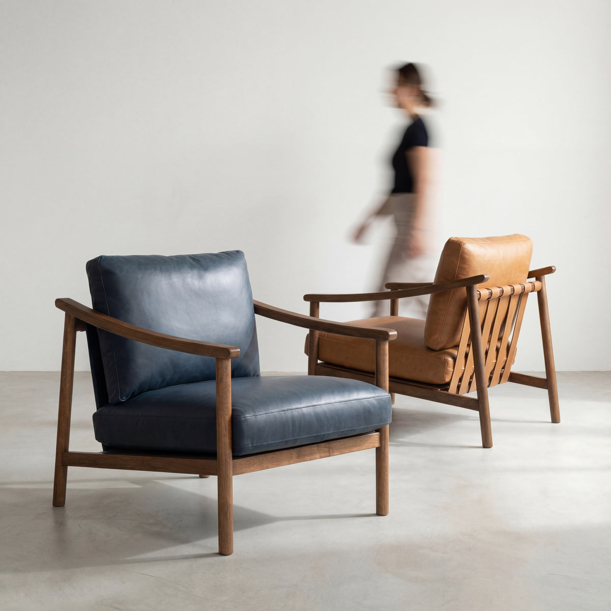 Rowan Leather Accent Chair Walnut, Panama Tan by Urbia - detail 9