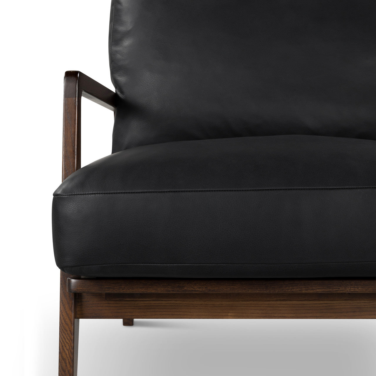 Metro - Carmelo Genuine Leather Accent Chair - Walnut/Black Genuine Leather