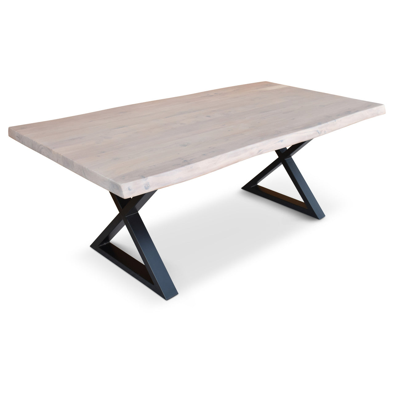 Brooks - Dining Table - X Base - 40" x 92" - White Wash Top - Black Base