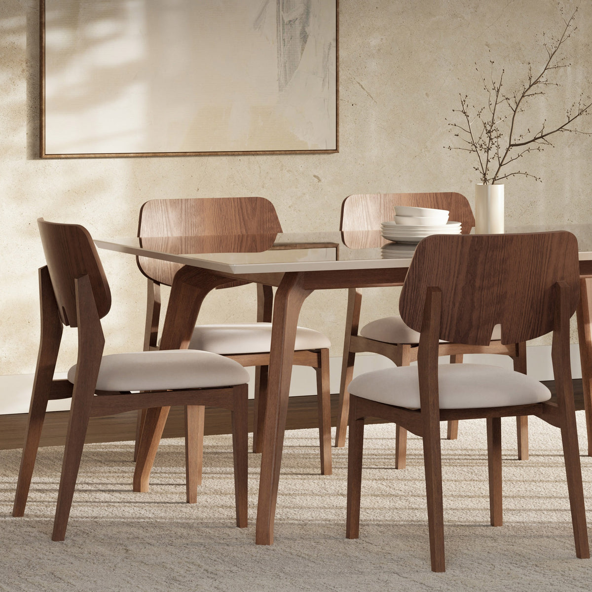 Beth Dining Chair Nogal, Shimmy Cream Vinyl by Urbia - detail 9