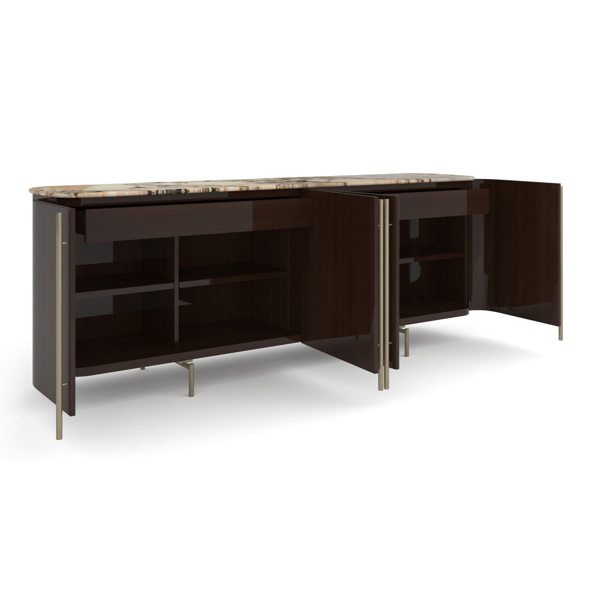 Vena Sideboard Brushed Gold 82" by Caracole - view 6