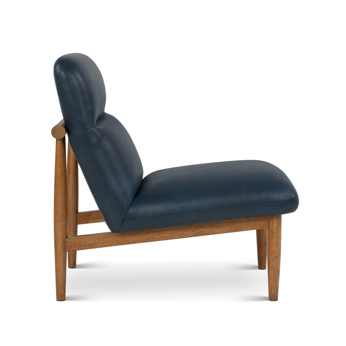 Hudson Leather Accent Chair Dark Oak, Oxford Blue by Urbia - detail 3