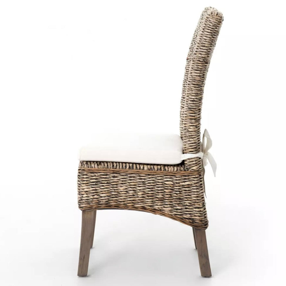 Banana Leaf Woven Dining Side Chair - Grey Wash