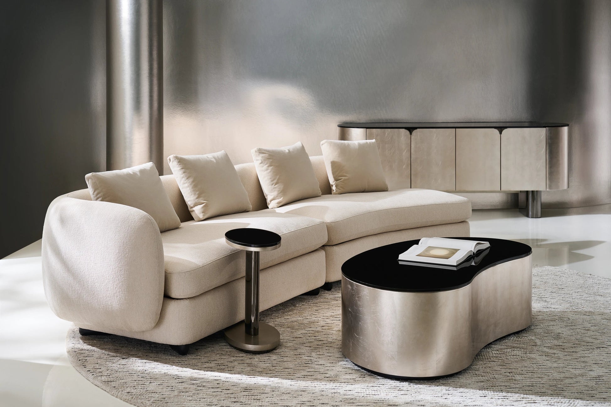 Gustav Charcoal Leaf Entertainment Console 82" by Caracole - view 2