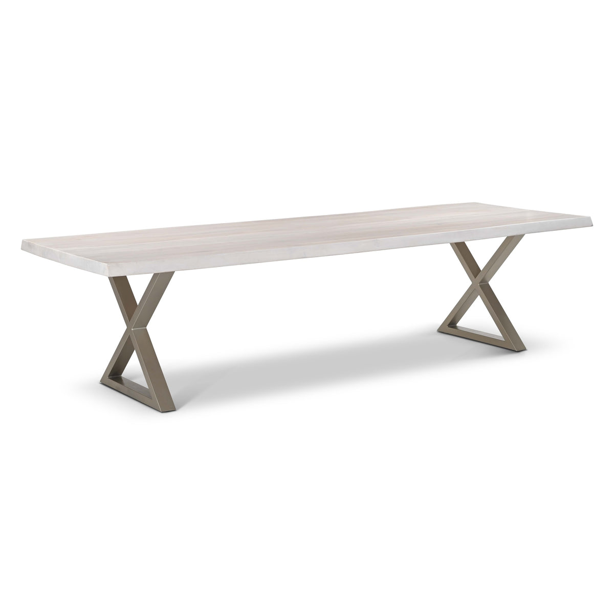 Brooks Dining Table X Base 40" x 116" White Wash Top - Pewter Base by Urbia - detail 2