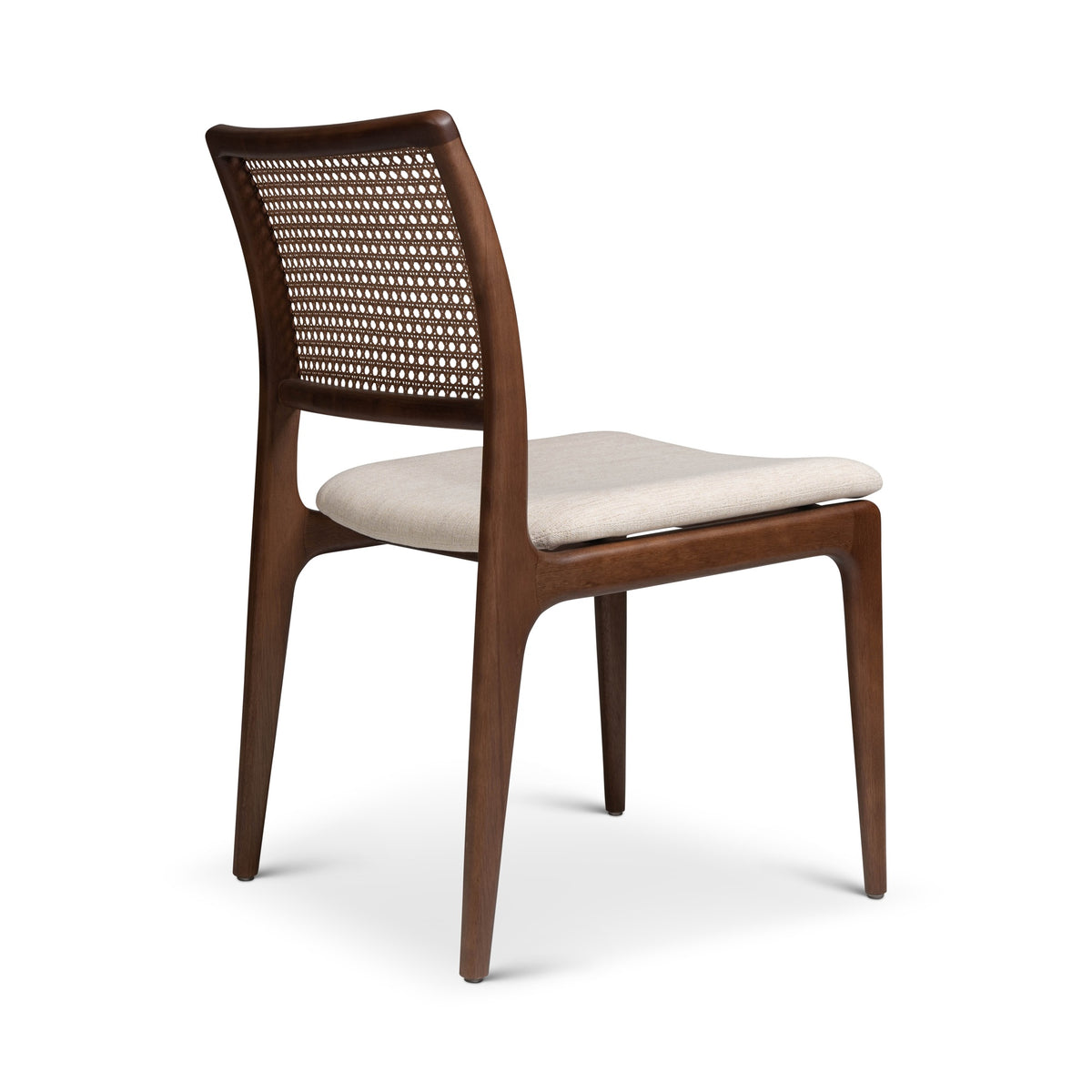 Modern Brazilian Charlotte Cane Side Chair Medley Ivory Seat Nogal Frame - Nogal Cane Webbing by Urbia - detail 3