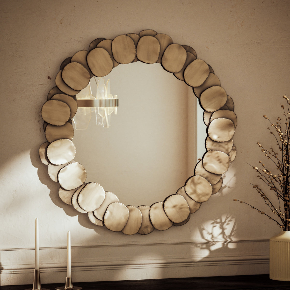 Elements Suri Mirror 43"Dia. - Antique Brass by Urbia - detail 4