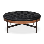 Corbet Cocktail Ottoman Onyx Black Lthr by Sarreid Ltd