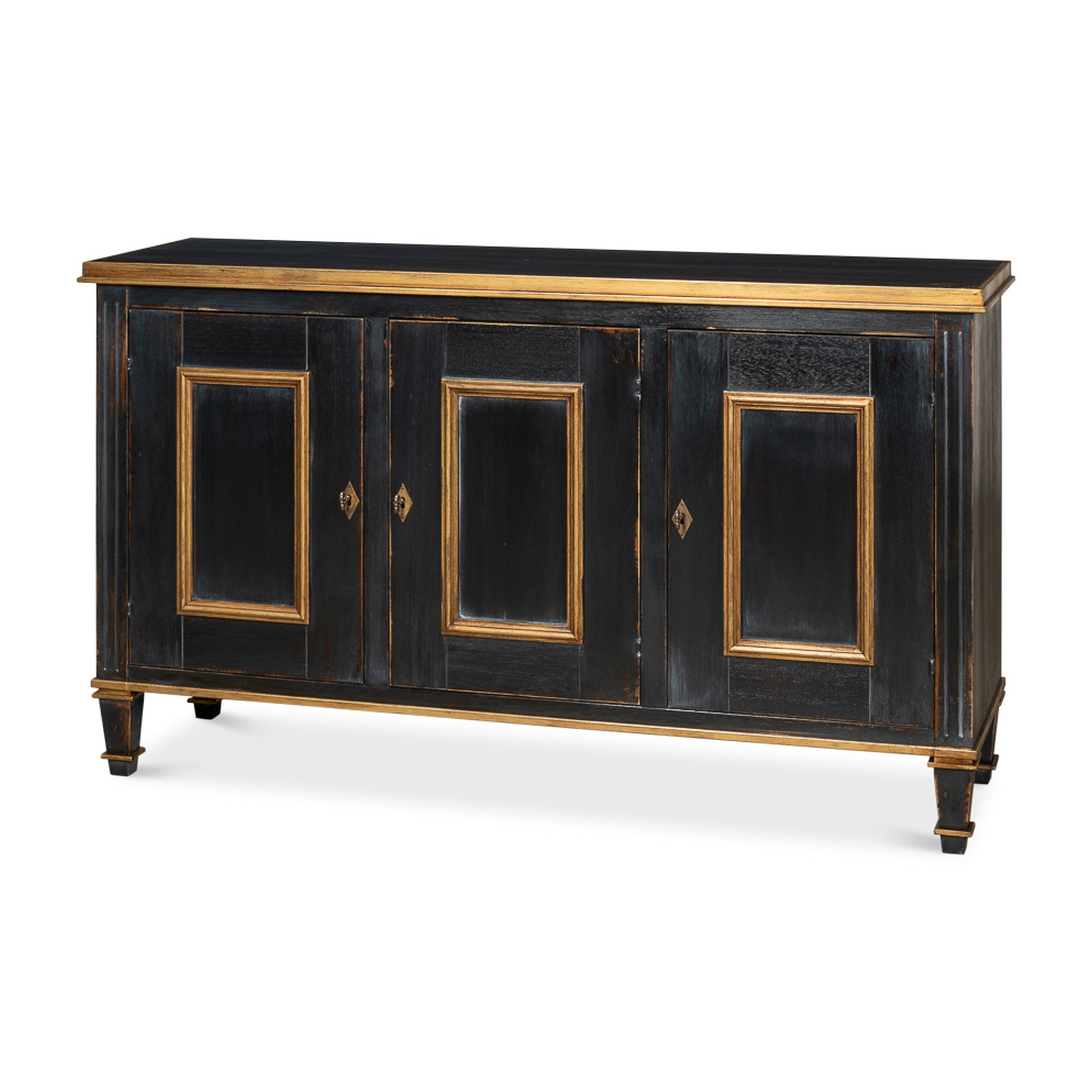 Louis Xvi Buffet,Powder Black W/Gold by Sarreid Ltd
