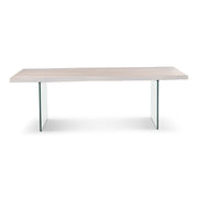 Brooks Dining Table Glass Base 40" x 92" White Wash Top - Clear Glass Base by Urbia - product view