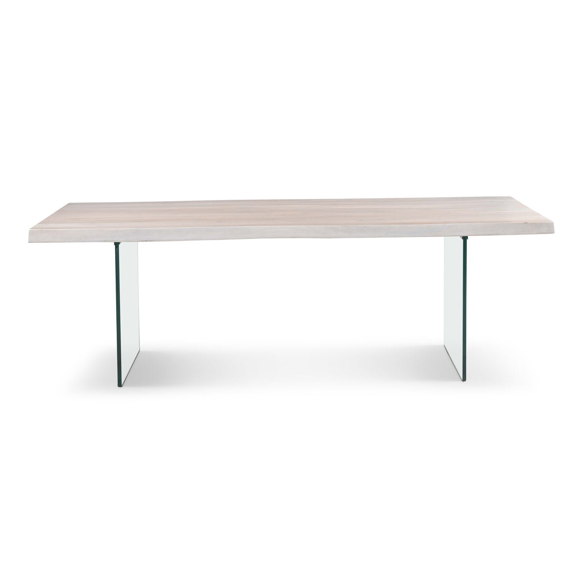Brooks Dining Table Glass Base 40" x 92" White Wash Top - Clear Glass Base by Urbia - product view