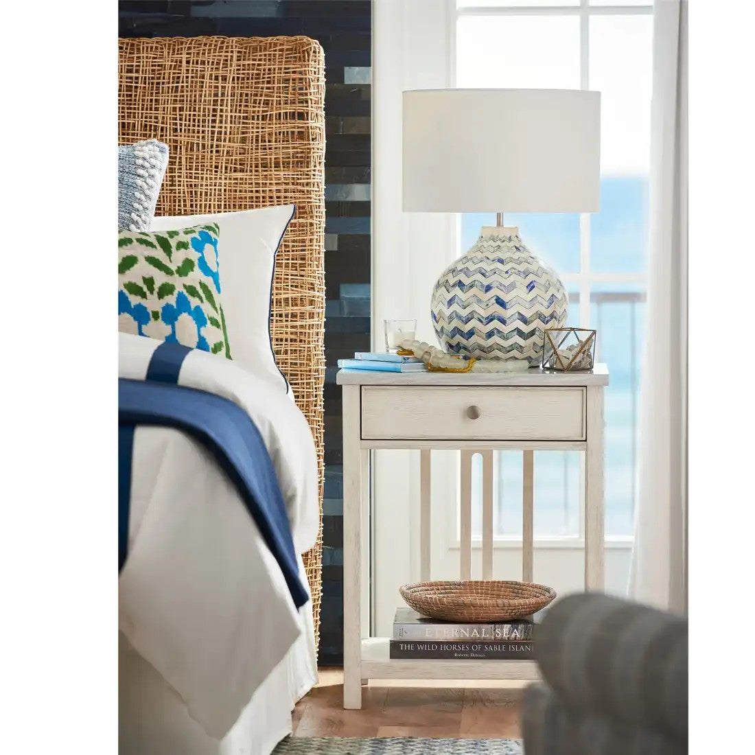 Escape Coastal Living Home Collection Bedside Table with Stone Top