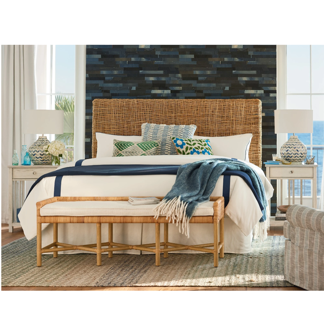 Escape Coastal Living Home Collection Bedside Table with Stone Top