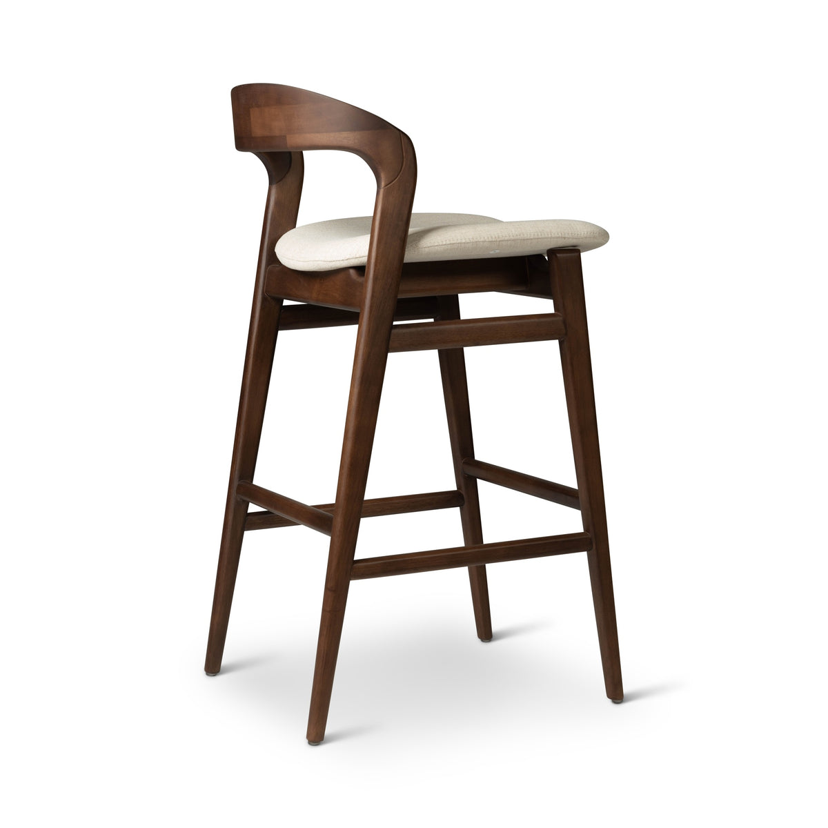 Modern Brazilian Velma Bar Stool Medley Ivory Seat - Nogal Frame by Urbia - detail 4