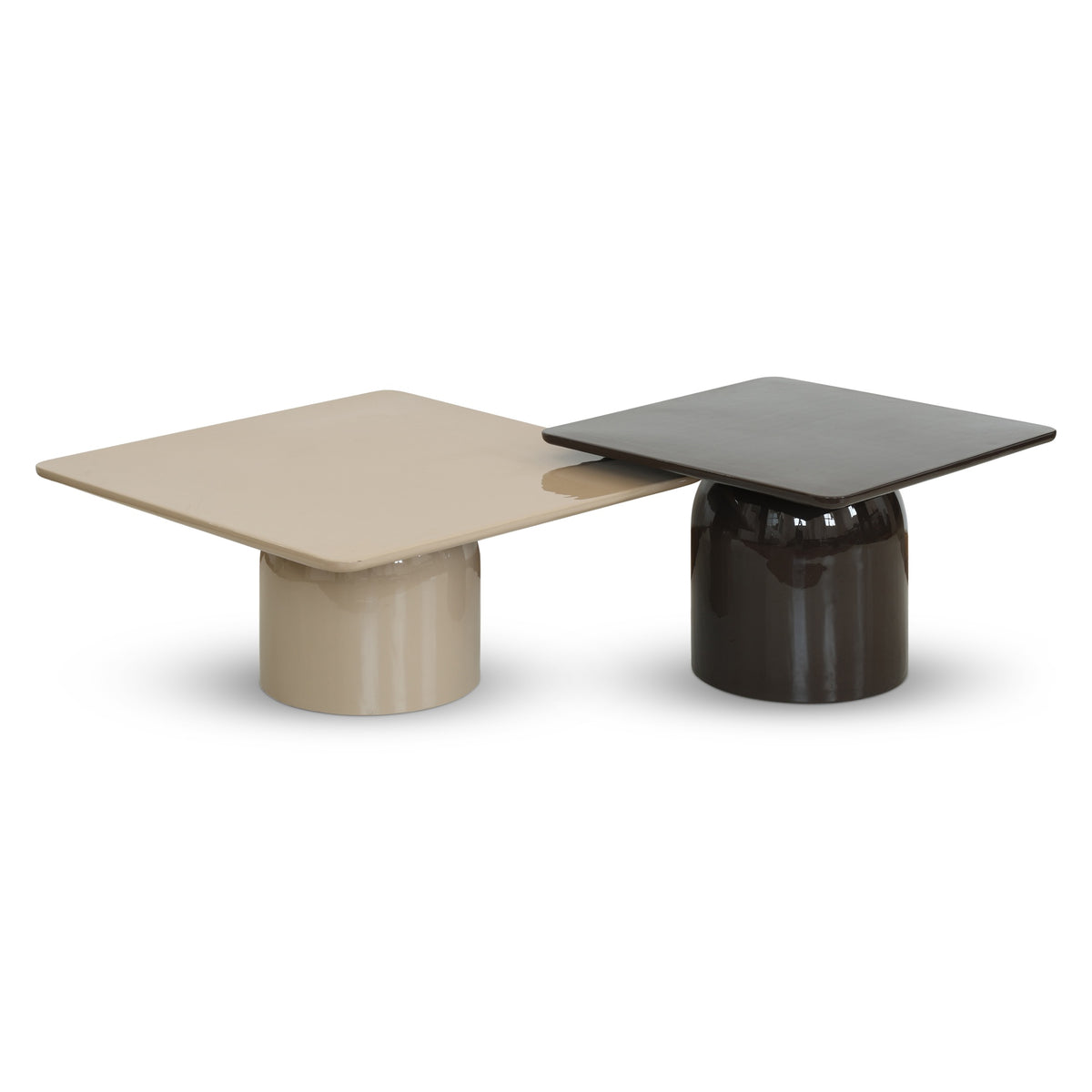 Alessia Nesting Coffee Tables, Tall Deep Umber Brown / Short Latte Taupe by Urbia - product view