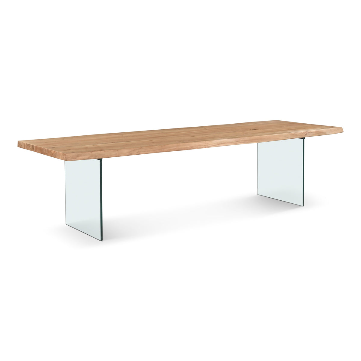 Brooks Dining Table Glass Base 40" x 116" Teak Top - Clear Glass Base by Urbia - detail 2