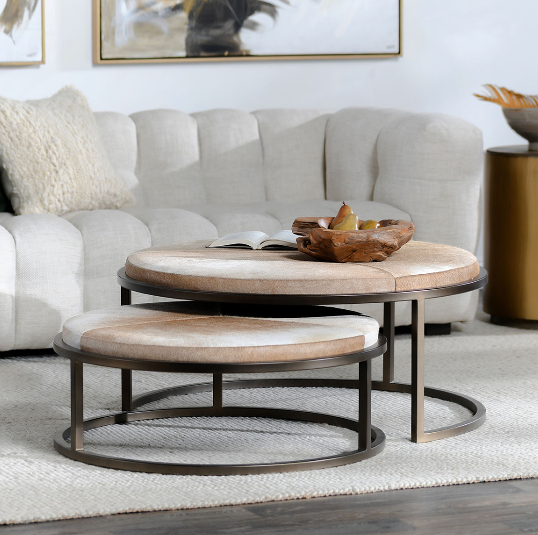 Hayward Blonde Hide Set of 2 Nesting Coffee Tables