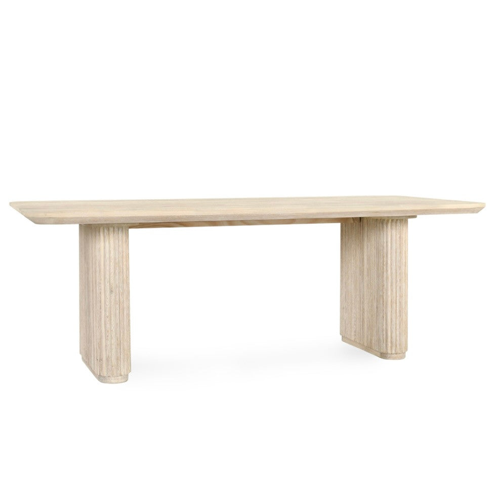Travelle Cream Washed Oak Wood Rectangle Dining Table 84"