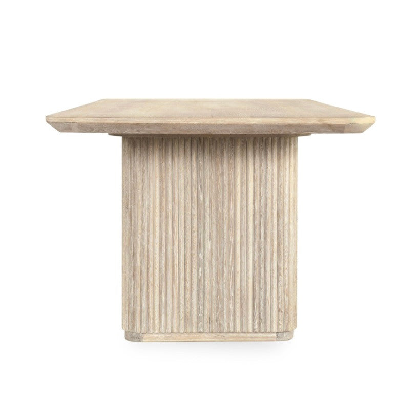 Travelle Cream Washed Oak Wood Rectangle Dining Table 84"