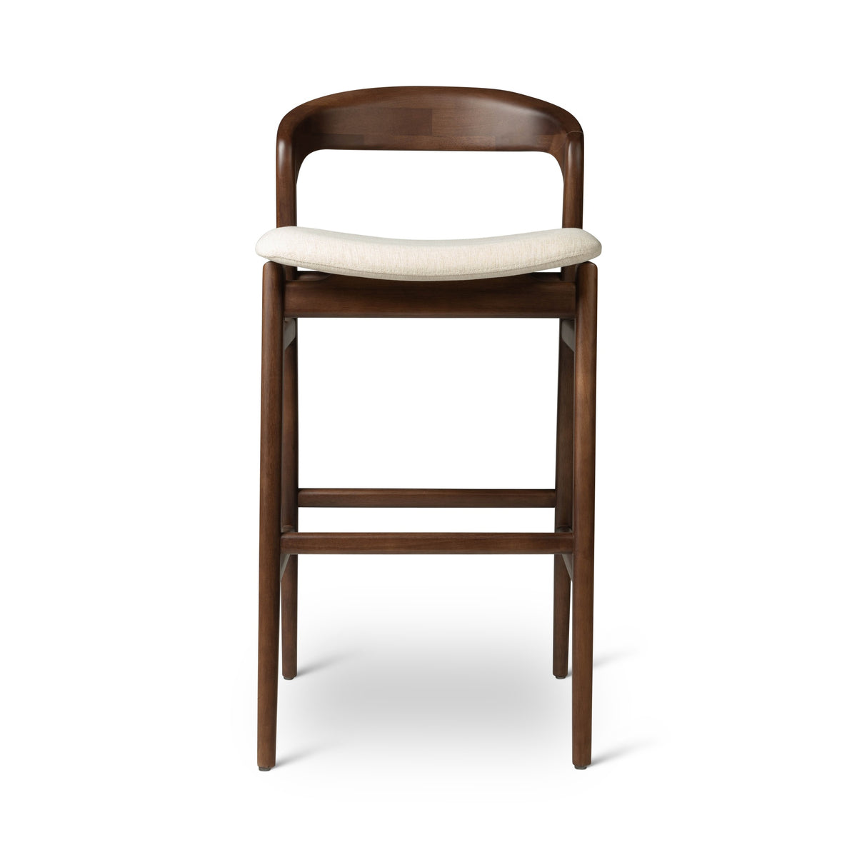 Modern Brazilian Velma Bar Stool Medley Ivory Seat - Nogal Frame by Urbia - detail 2