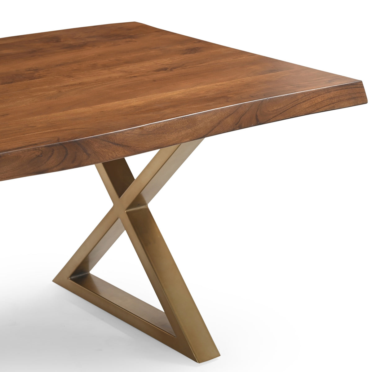 Brooks Dining Table X Base 40" x 92" Americano Top - Brass Base by Urbia - detail 5