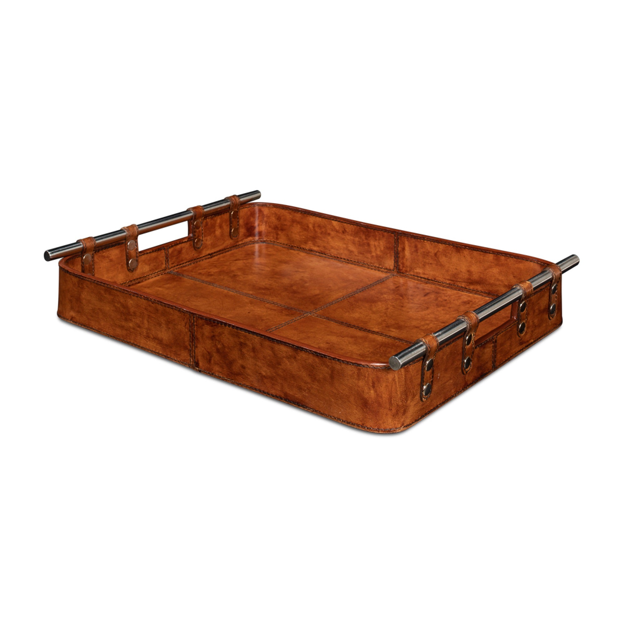 Safari Leather Tray by Sarreid Ltd