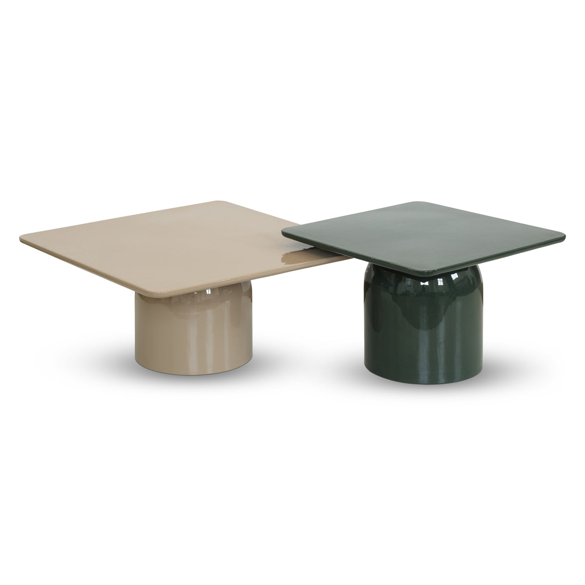 Alessia Nesting Coffee Tables, Tall Obsidian Green / Short Latte Taupe by Urbia - product view