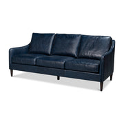 Alehandro Leather Sofa, Chateau Blue by Sarreid Ltd
