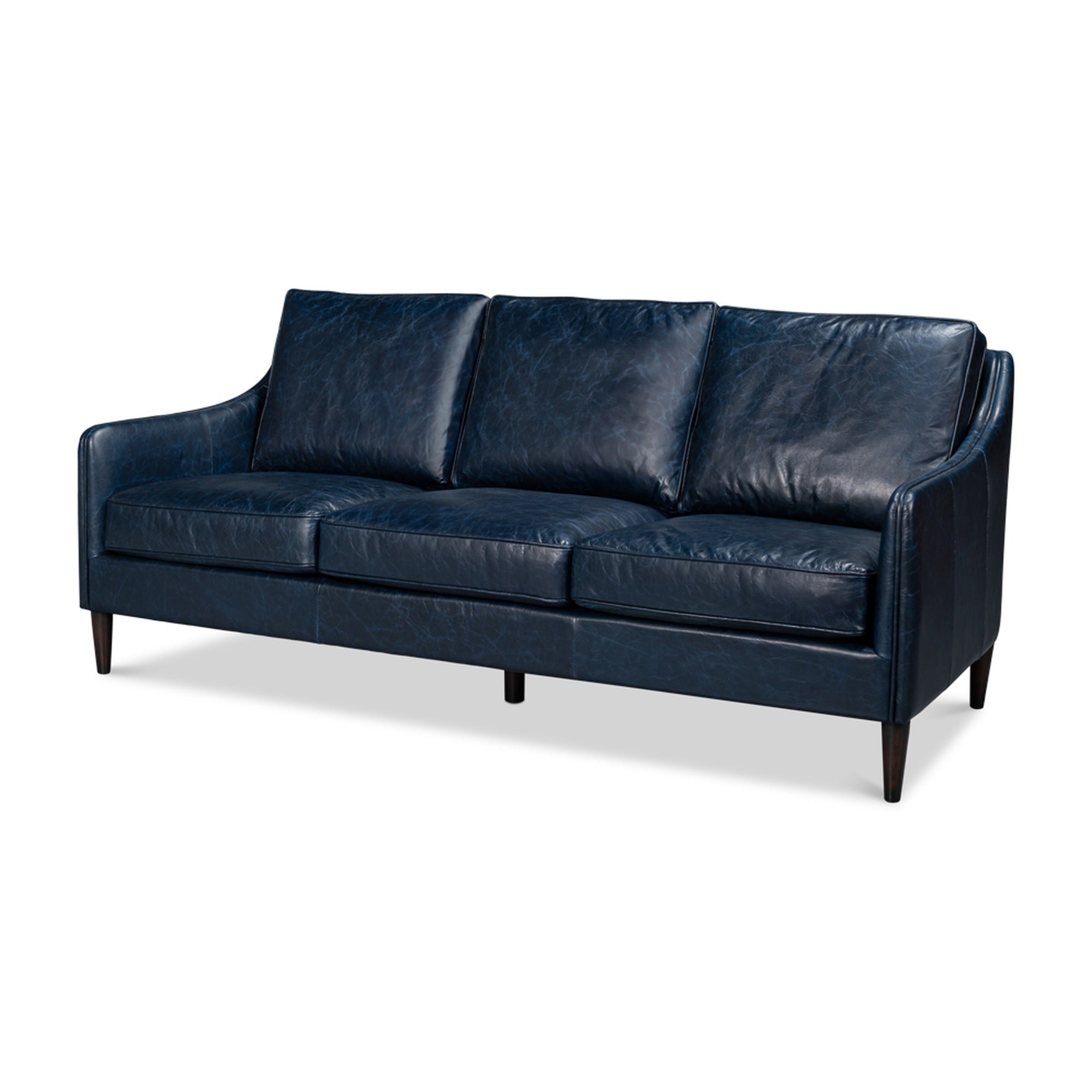 Alehandro Leather Sofa, Chateau Blue by Sarreid Ltd