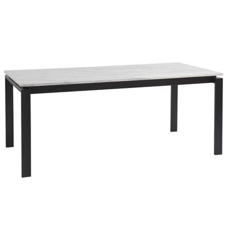 Parsons White Marble Top/ Dark Bronze Base Dining Tables 60"