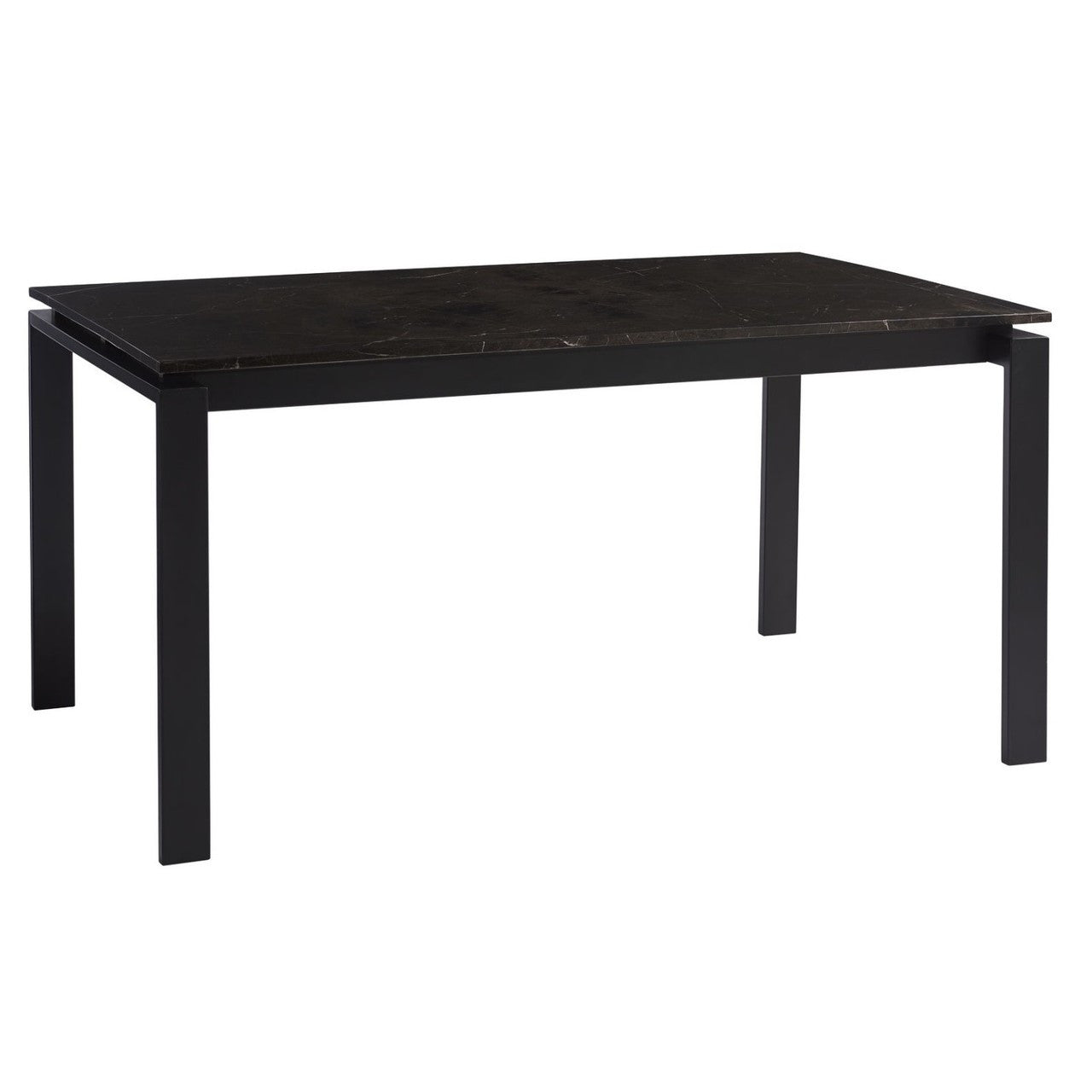 Parsons Black Marble Top/ Dark Bronze Base Dining Tables 74"