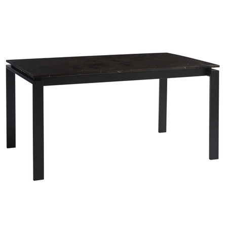 Parsons Black Marble Top/ Dark Bronze Base Dining Table 74"