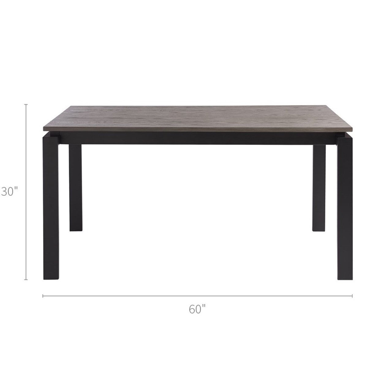Parsons Grey Oak Top/ Dark Bronze Base Dining Tables 60"