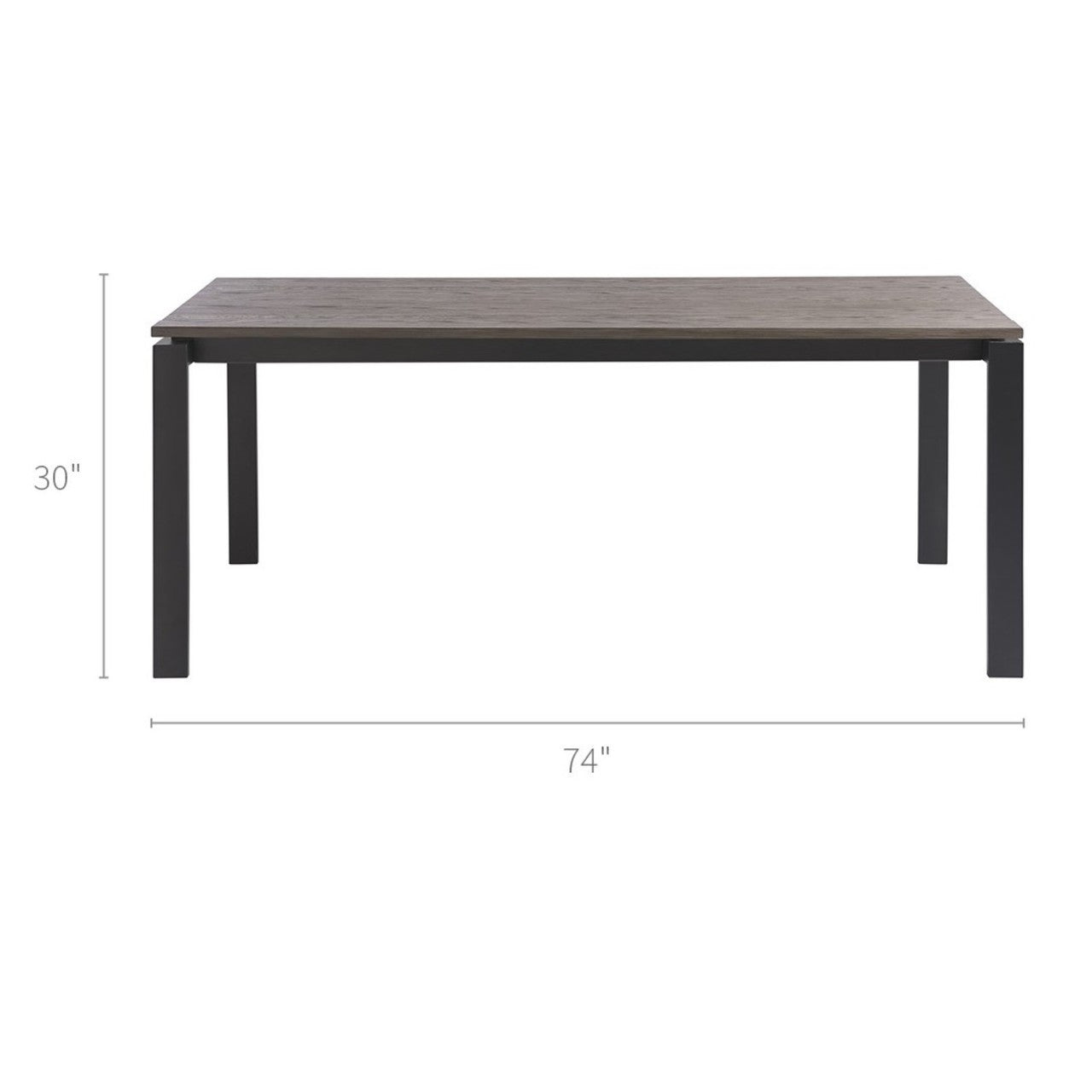 Parsons Grey Oak Top/ Dark Bronze Base Dining Tables 74"