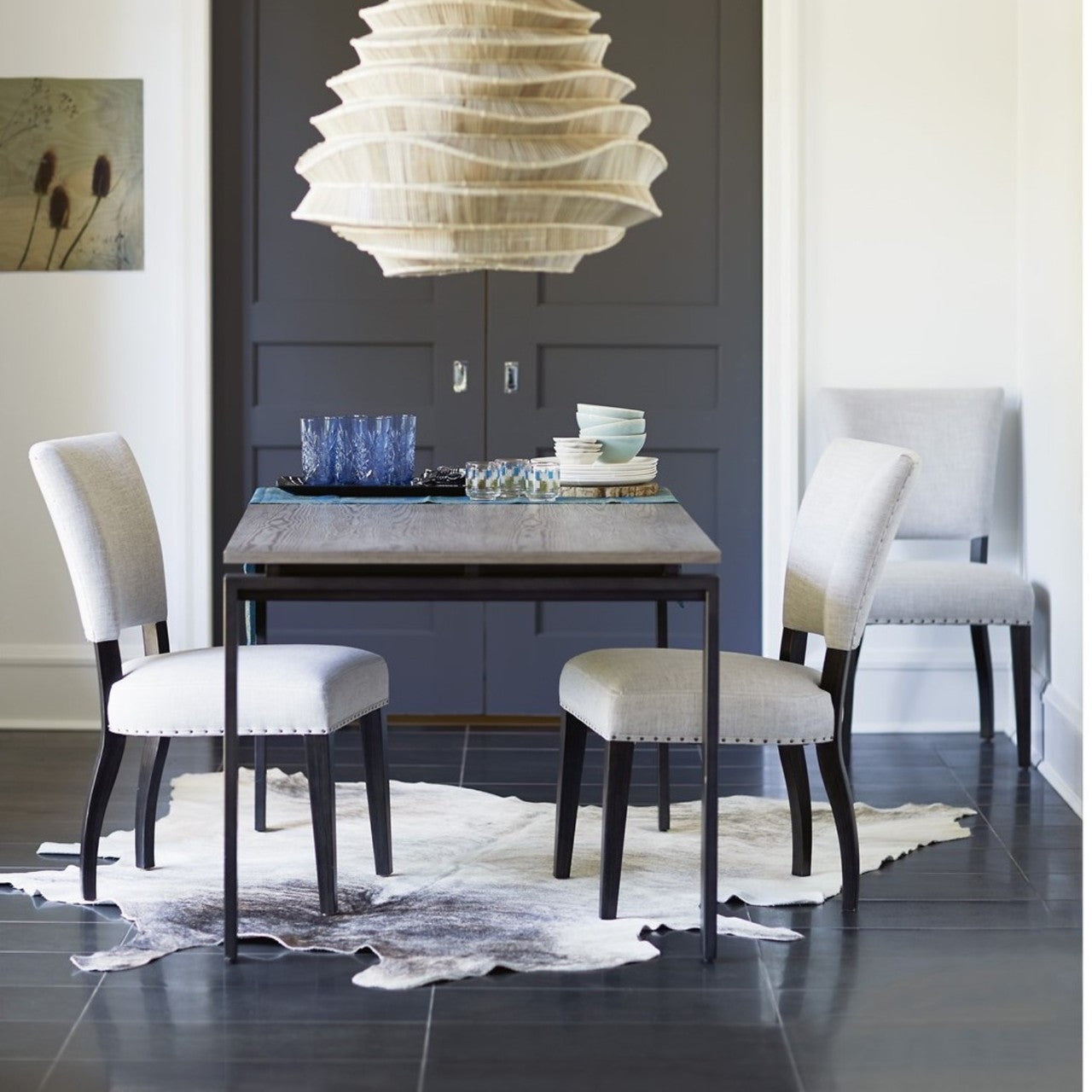 Ryder Fabric Upholstered Dining Chairs with nailhead