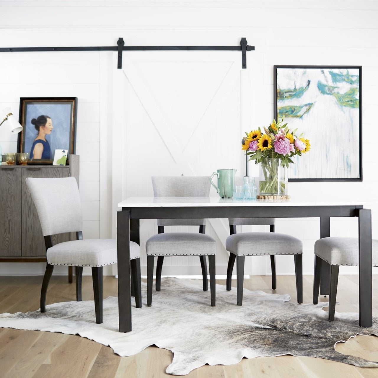 Ryder Fabric Upholstered Dining Chairs with nailhead